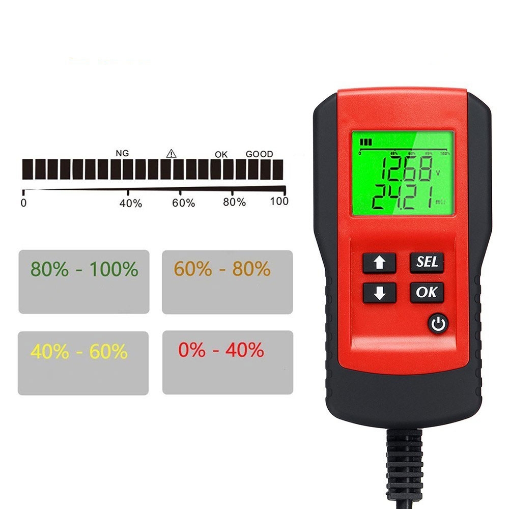 Auto Tiefzyklus Batterietester KFZ Spannungswiderstand Prüfgerät mit LED Display CCA 100-9999