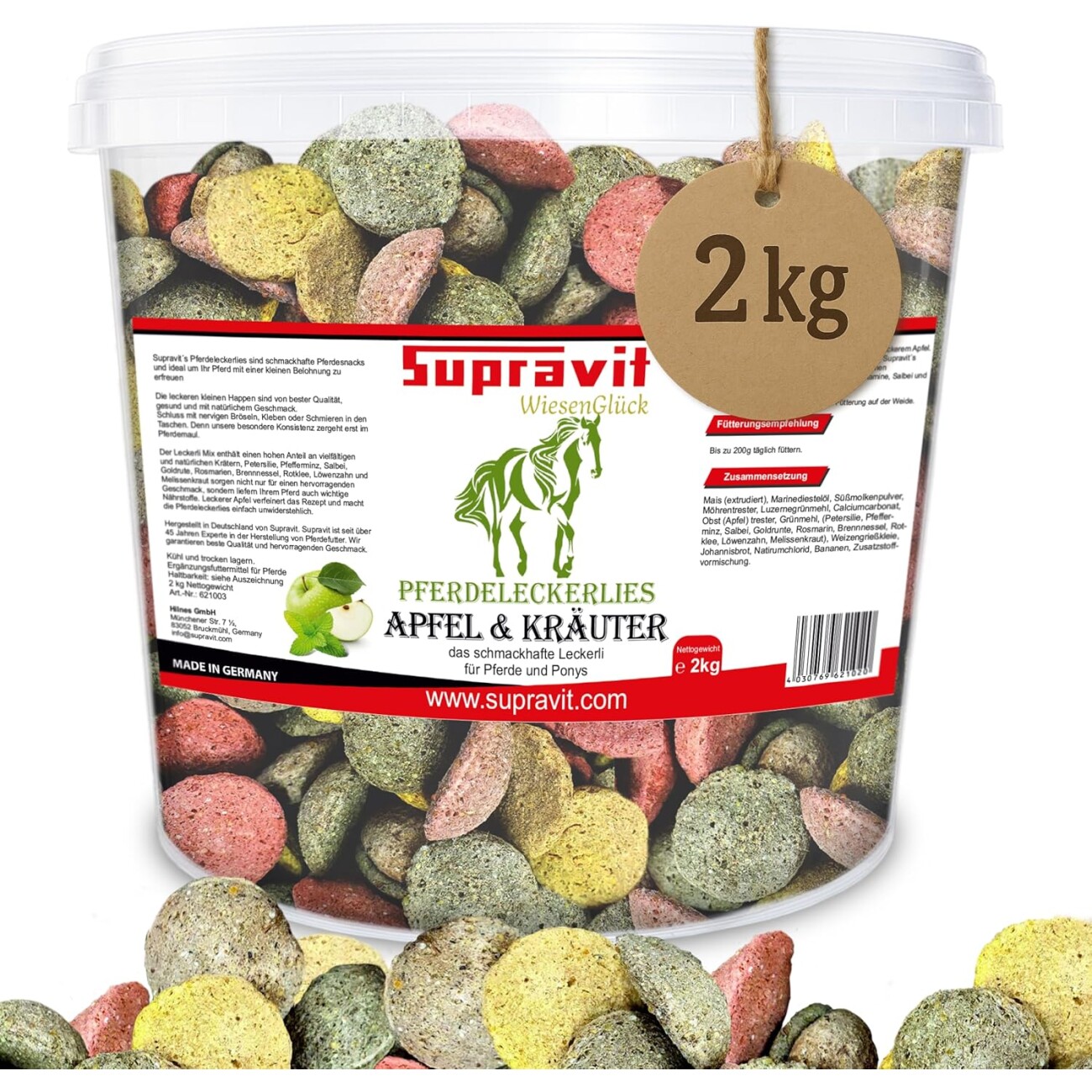 Supravit Pferde Leckerlies Apfel & Kräuter 2kg Eimer