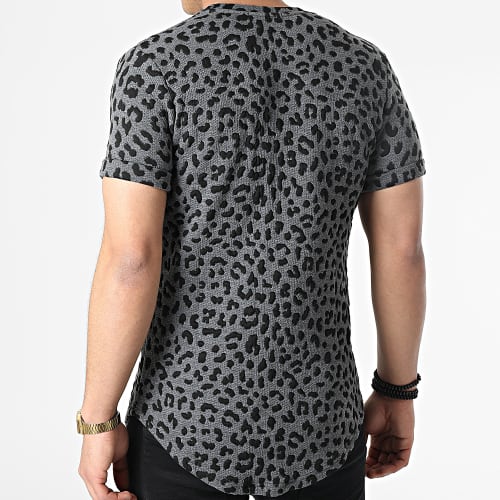 Tee Shirt Oversize Léopard DD35 Gris Anthracite
