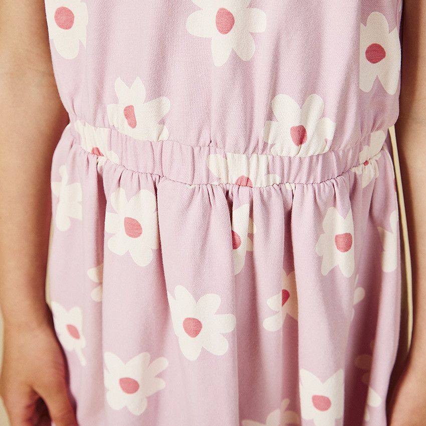 Robe imprimé fleuri avec dos ouvert pour fille - Rose