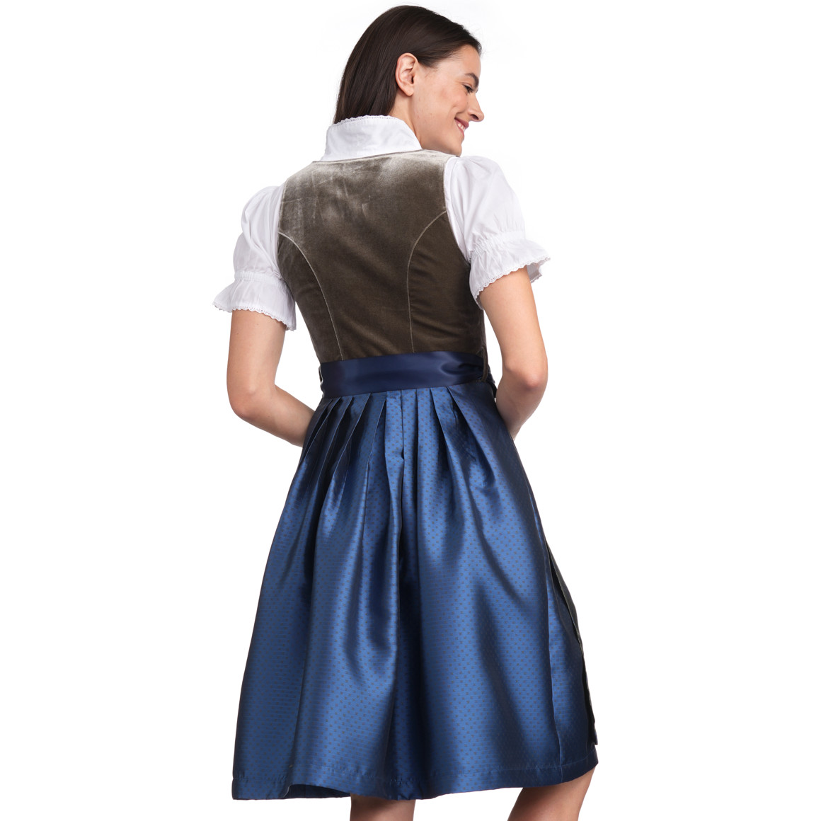 Gina Benotti Damen Dirndl mit Velvet oliv / dunkelblau