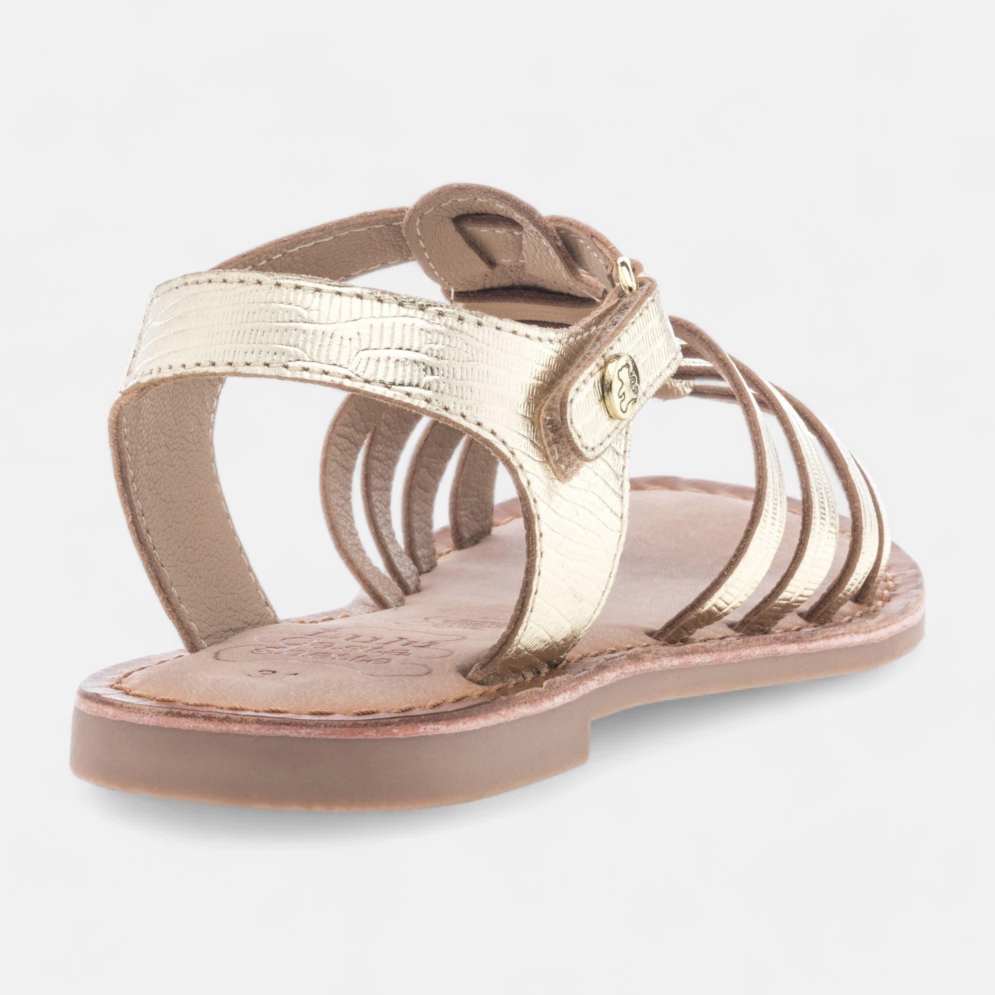 Nu-pieds Fille en cuir or