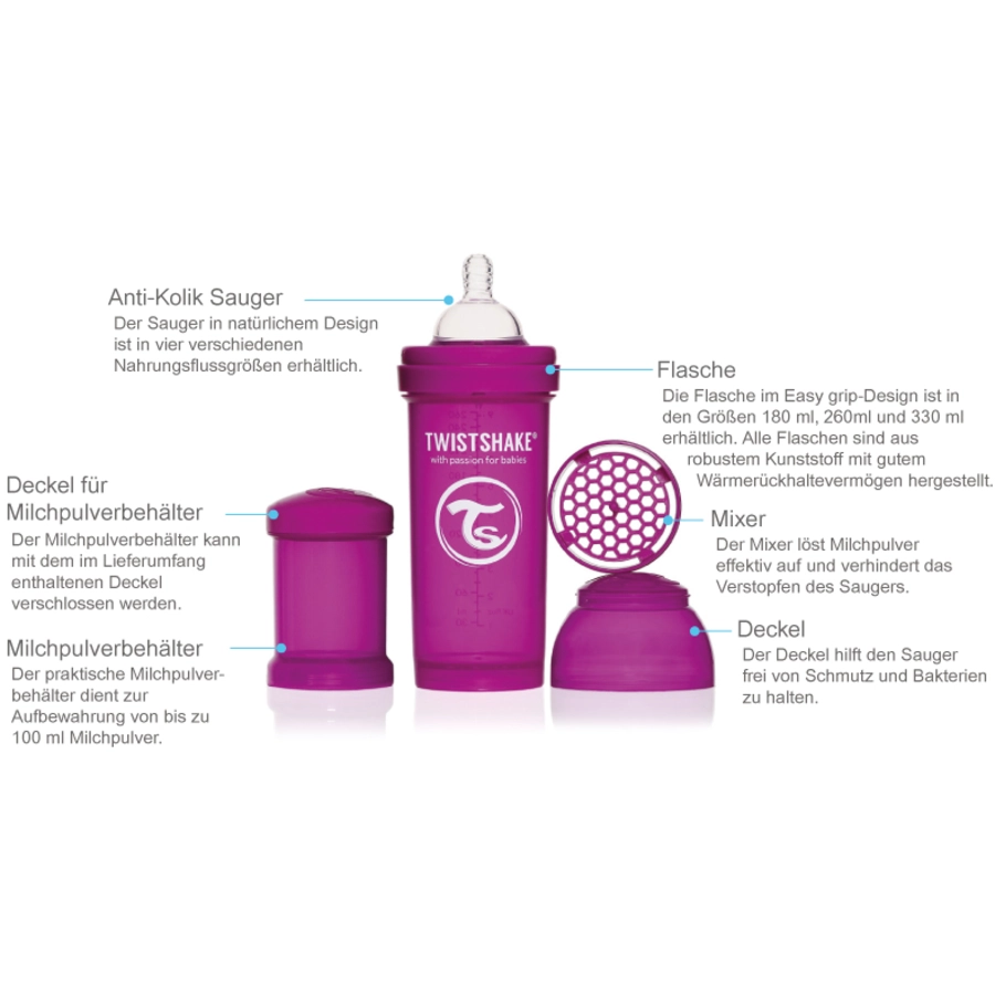TWISTSHAKE Babyflasche Anti-Kolik 330 ml pastell grau