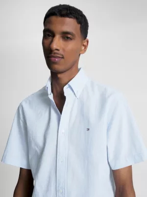 Camisa de manga curta em popeline com corte regular