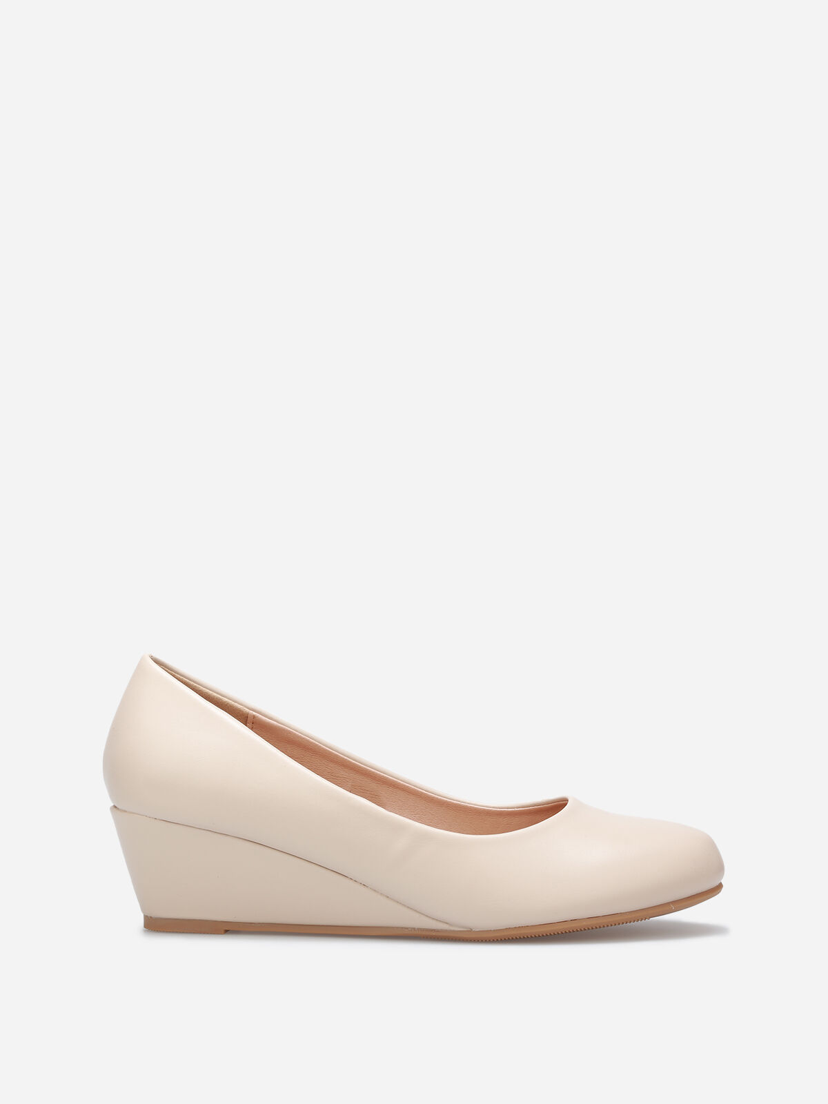 Ballerines compensées à bout rond grandes tailles- Beige