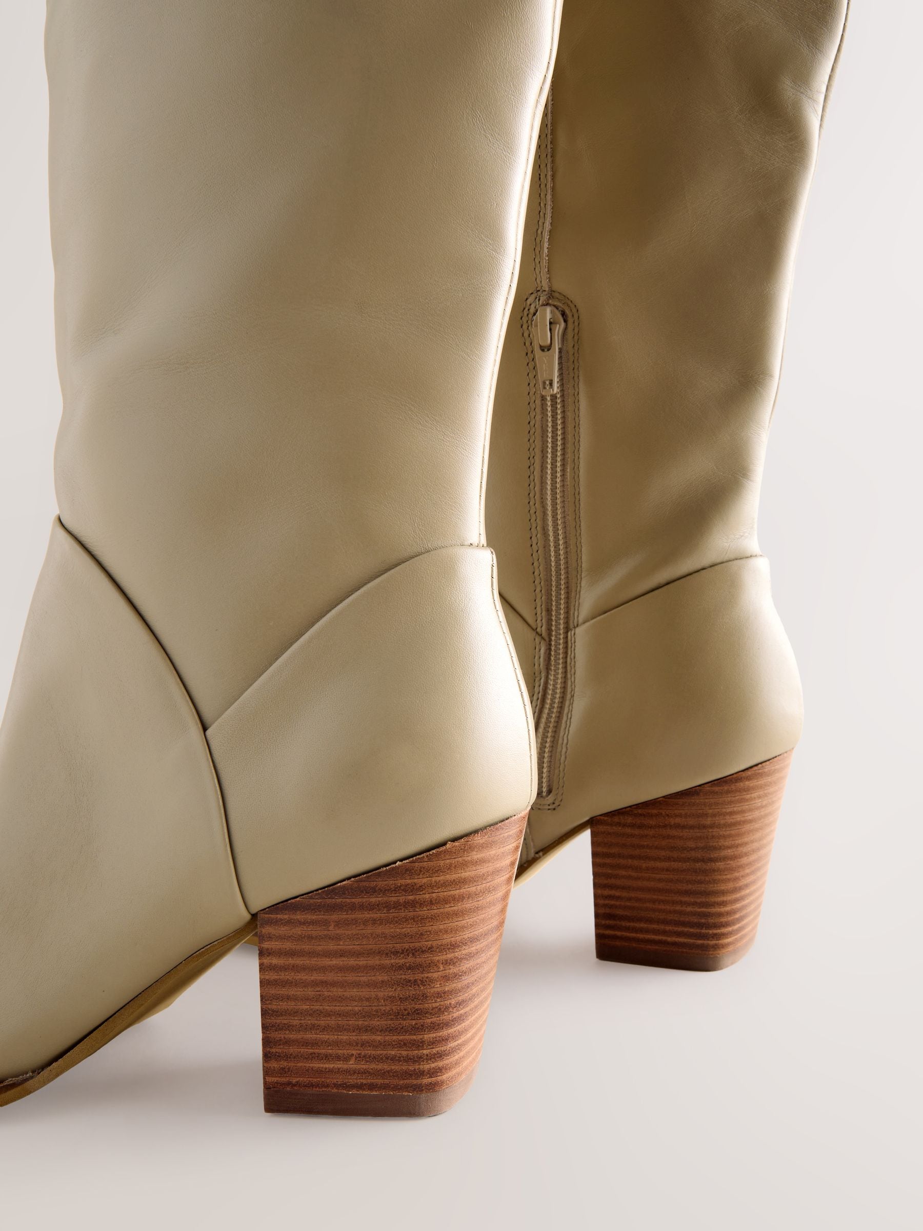 Neutraal leer - Forever Comfort® Western Block Heel Knee High Boots