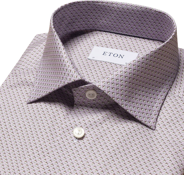 ETON Red Espresso Signature Twill Shirt - Contemporary Fit Pink