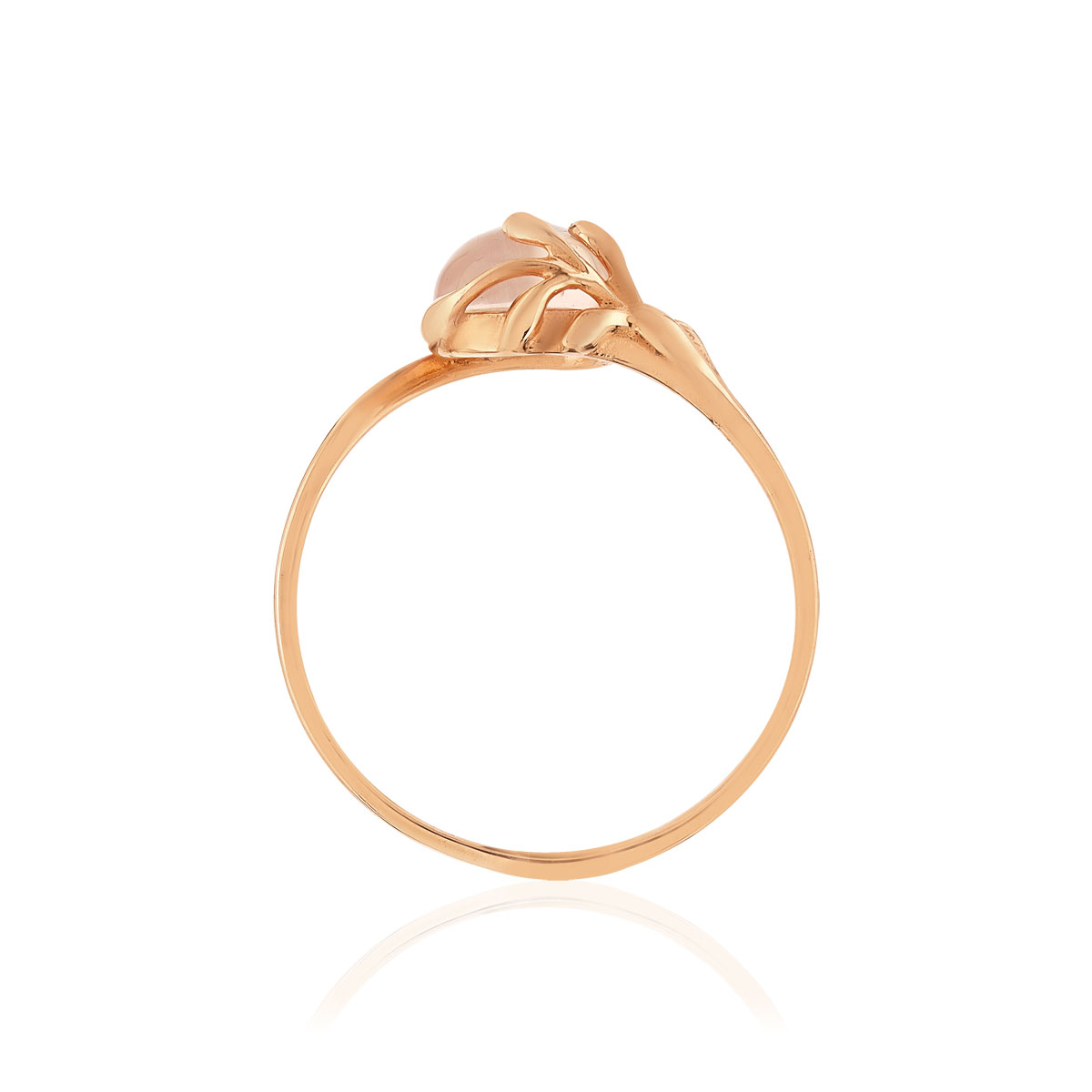 Bague or 375 rose quartz