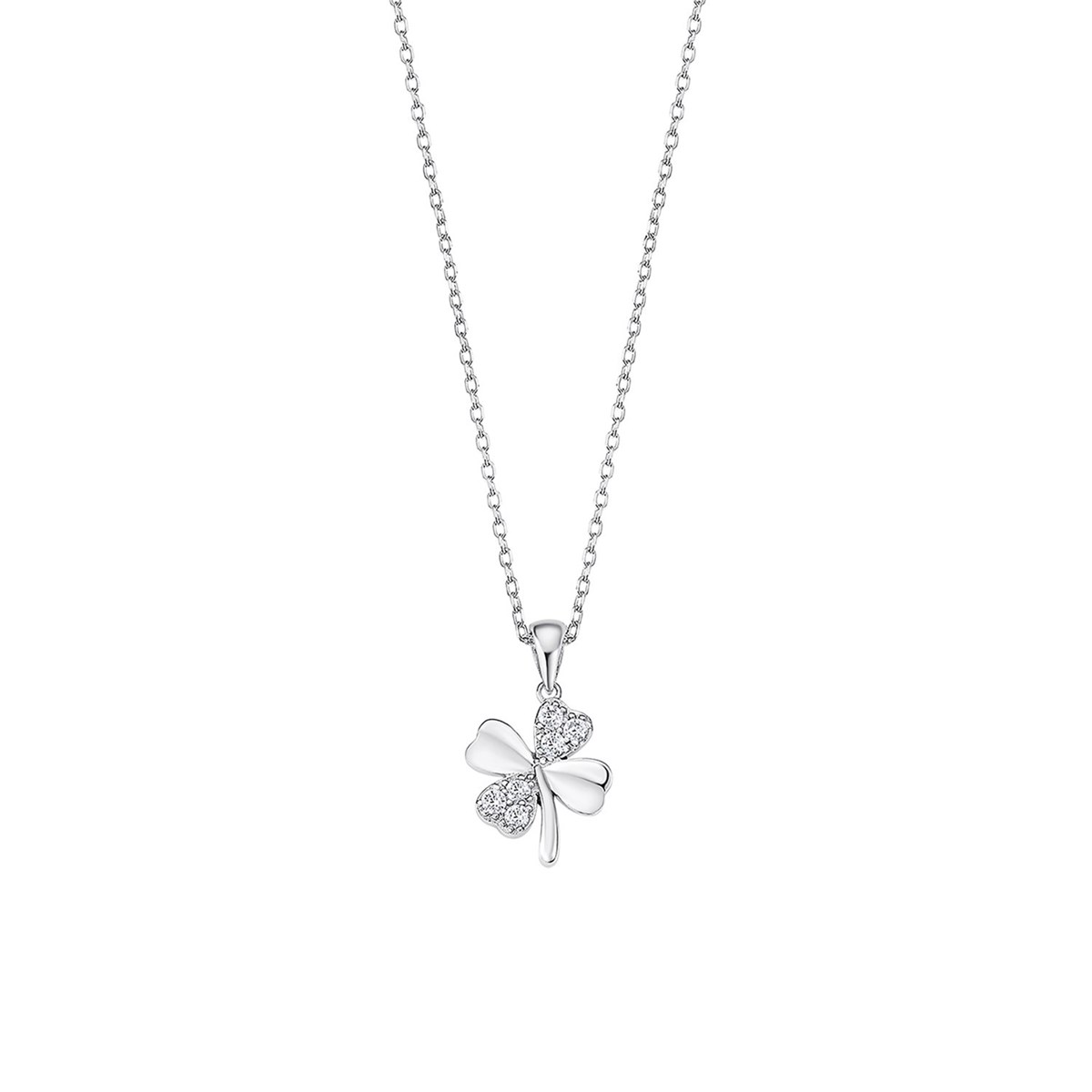 Collier Lotus Silver trèfle argent empierré