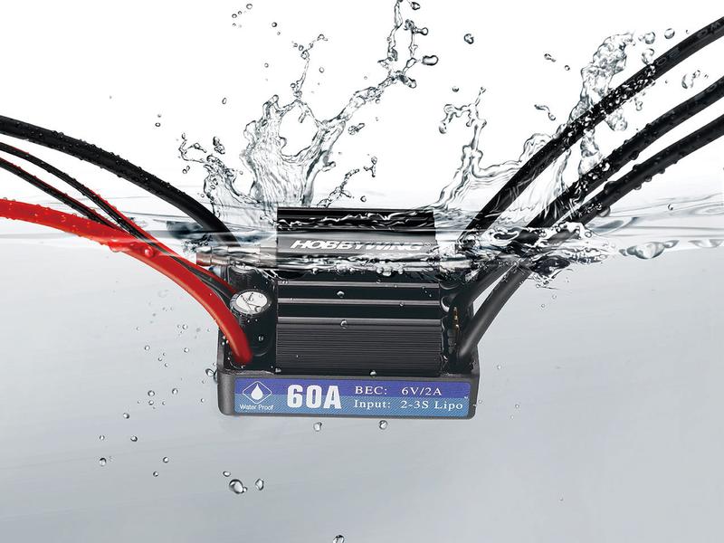 Hobbywing Brushless Regler Seaking V3, 60A, 2-3S Brushless ESC für Boote mit Wasserkühlung