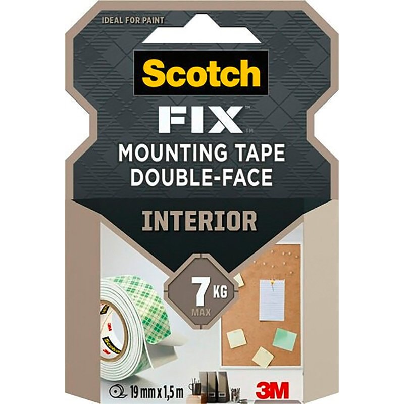 Ruban double face de fixation Scotch® - Largeur 19 mm x longueur 1,5 m