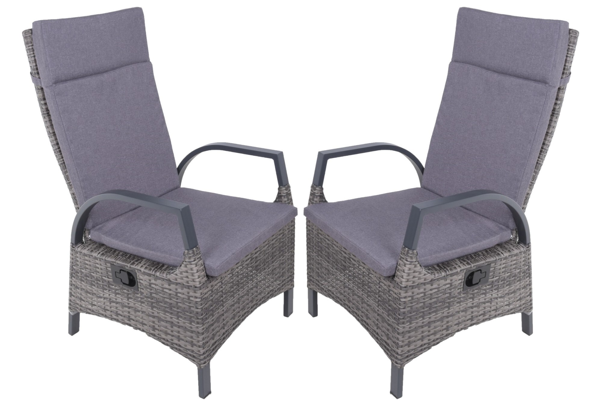 2er Set Hochlehner Almada Kunststoffgeflecht Relaxsessel Garten Sessel Stuhl Möbel