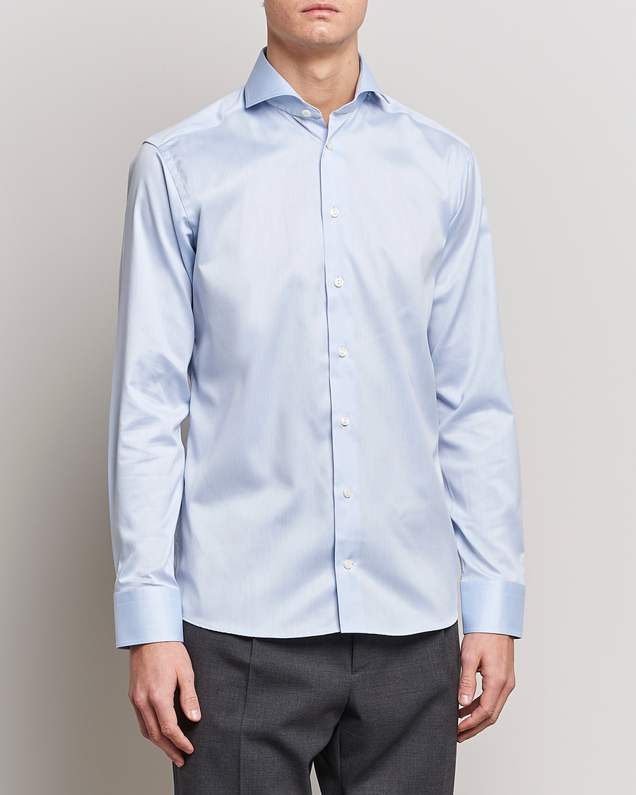 Eton Slim Fit Twill Cut Away Shirt Light Blue