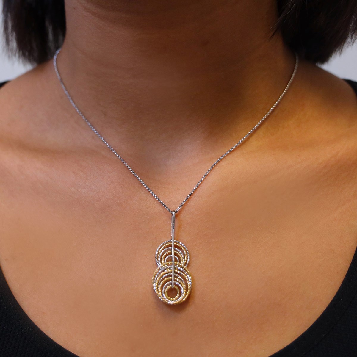 Collier Femme Spirale Vertige Argent Doré Diamanté