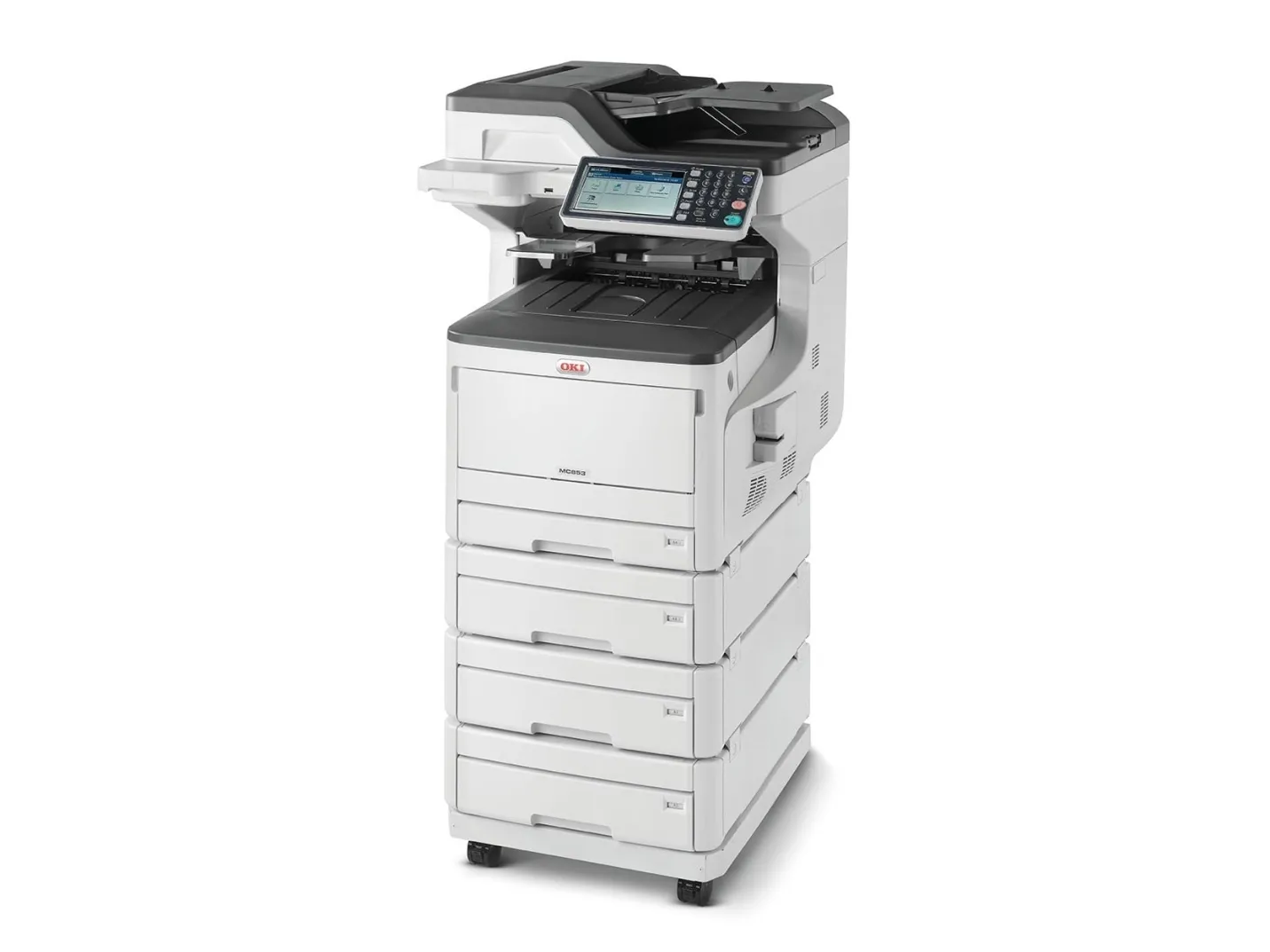 OKI MC853DNV - Multifunktionsprinter - farve - LED - 297 x 432 mm (original) - A3/Ledger (medie) - op til 23 spm (kopiering) - op til 23 spm (udskriver) - 2005 ark - 33.6 Kbps - USB 2.0, Gigabit LAN, USB vært