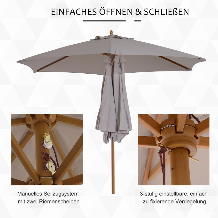 Outsunny Sonnenschirm 3-stufig verstellbar grau