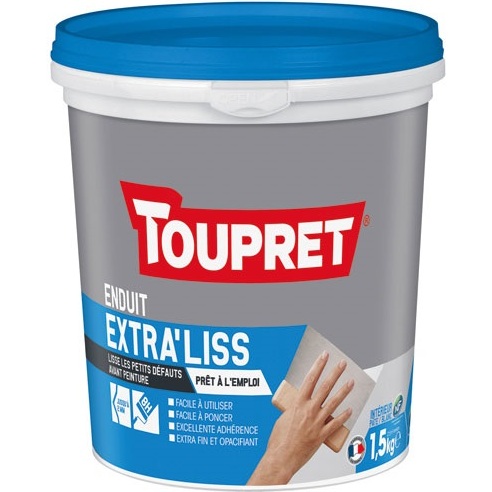 Enduit de lissage Extra'Liss Toupret, blanc - Seau de 1,5 kg