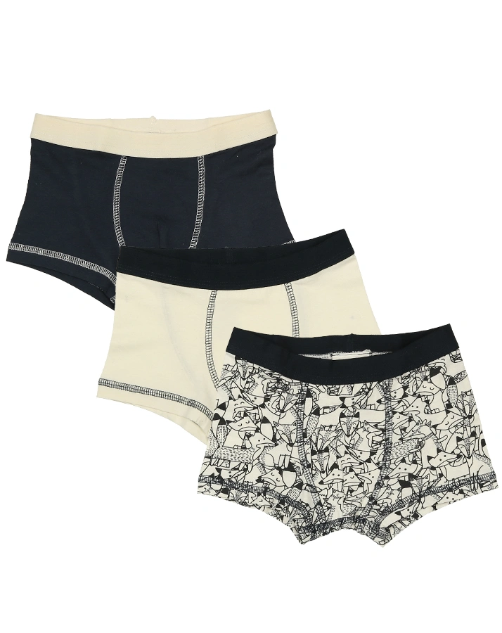 Boxershorts FOXES 3er-Pack in offwhite/graublau