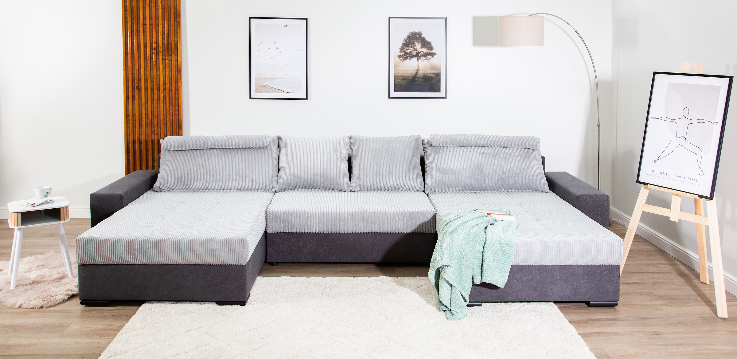 COLLECTION AB Wohnlandschaft »Josy XXXL-Relax U-Form, B: 352 cm« mit Bettfunktion, Bettkasten & 2 Nackenkissen, Federkern