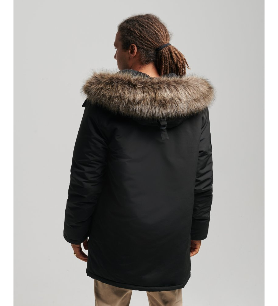 Parka com capuz de pele sintética Superdry Everest, preta