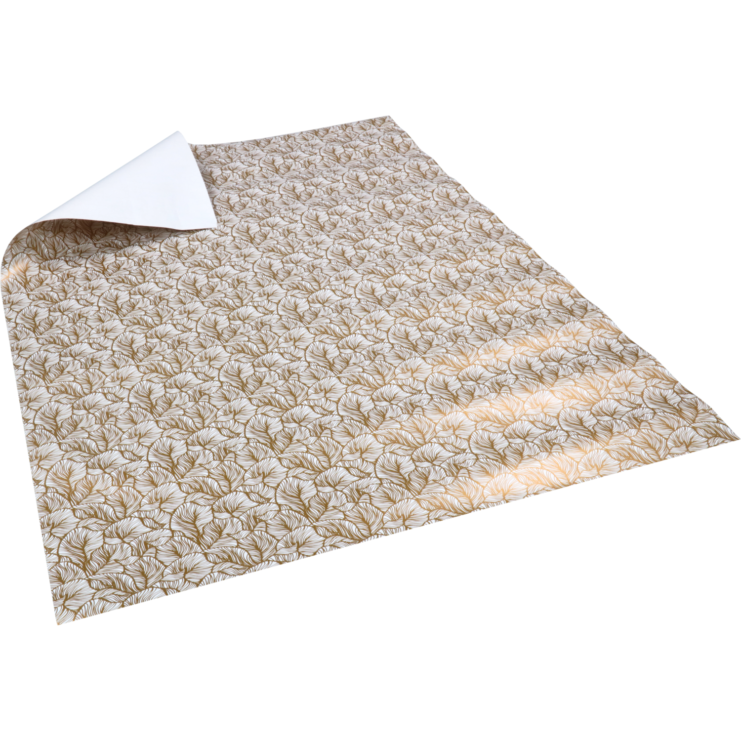 Cadeaupapier, 200m, 80gr/m², Leafs, wit/goud