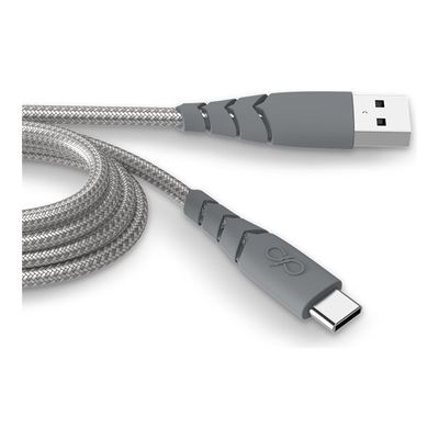 Force Power - Câble Ultra-renforcé - USB A/USB C - 2 m - 3A - Gris - Garanti à vie
