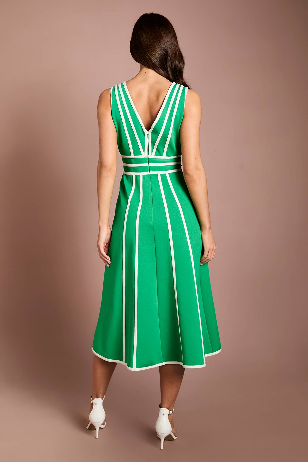 Coast Robe Midi Bandage Verte À Passepoil