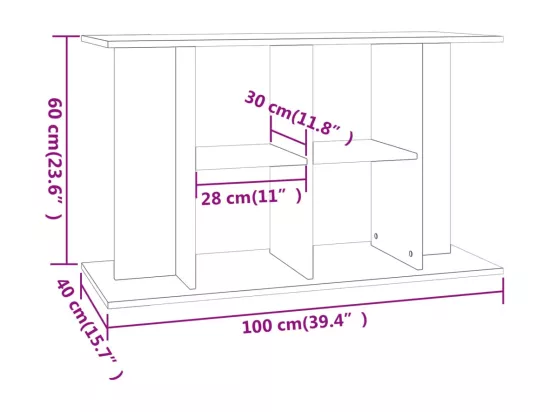 Support pour aquarium chêne fumé 100x40x60 cm bois d'ingénierie