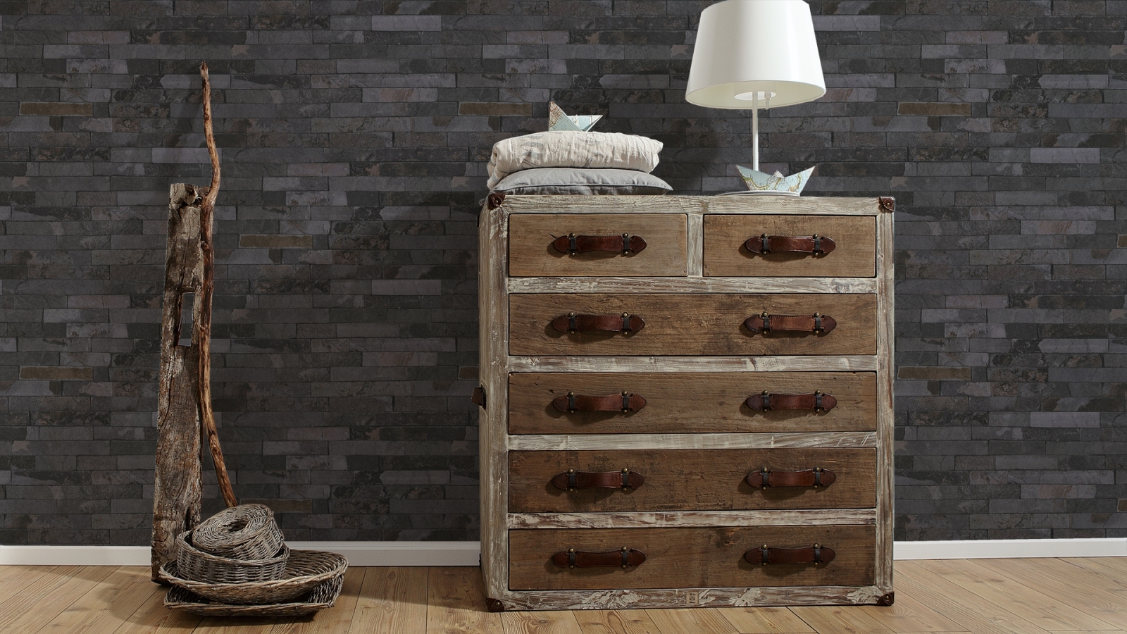 Vliestapete BEST OF WOOD´N STONE 2ND EDITION - grau - 10 Meter