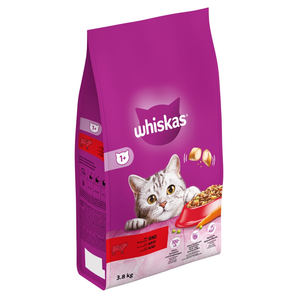 Whiskas 1+ Adult Katten Droogvoer Rund3,8 kg