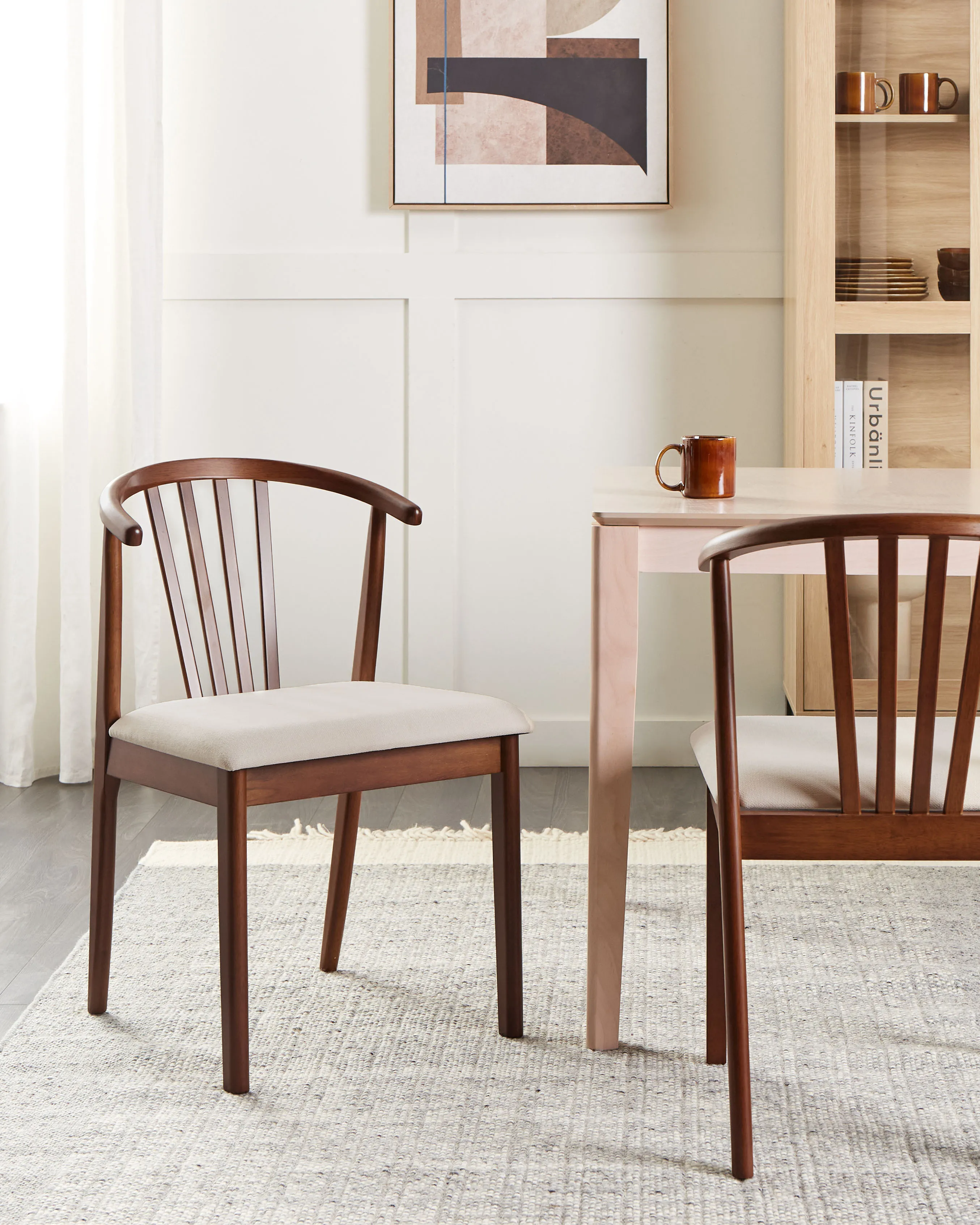 Set van 2 eetkamerstoelen CRAIG Hout Donkerbruin/beige