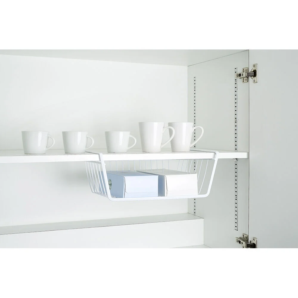 Corbeille à suspendre en métal blanc L.40 cm