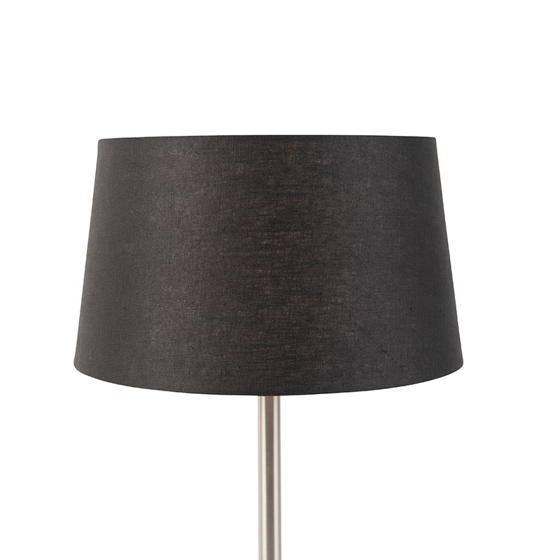 Moderne tafellamp staal met zwarte kap 35 cm - Simplo