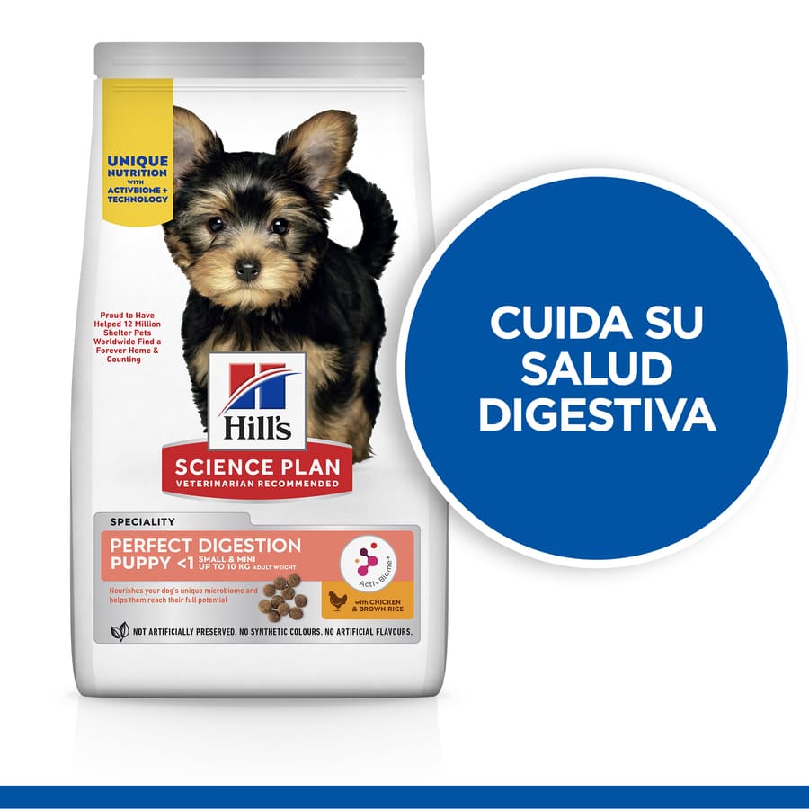 Ração para cães Hill's Science Plan Perfect Digestion Puppy Small & Mini com sabor de frango e arroz
