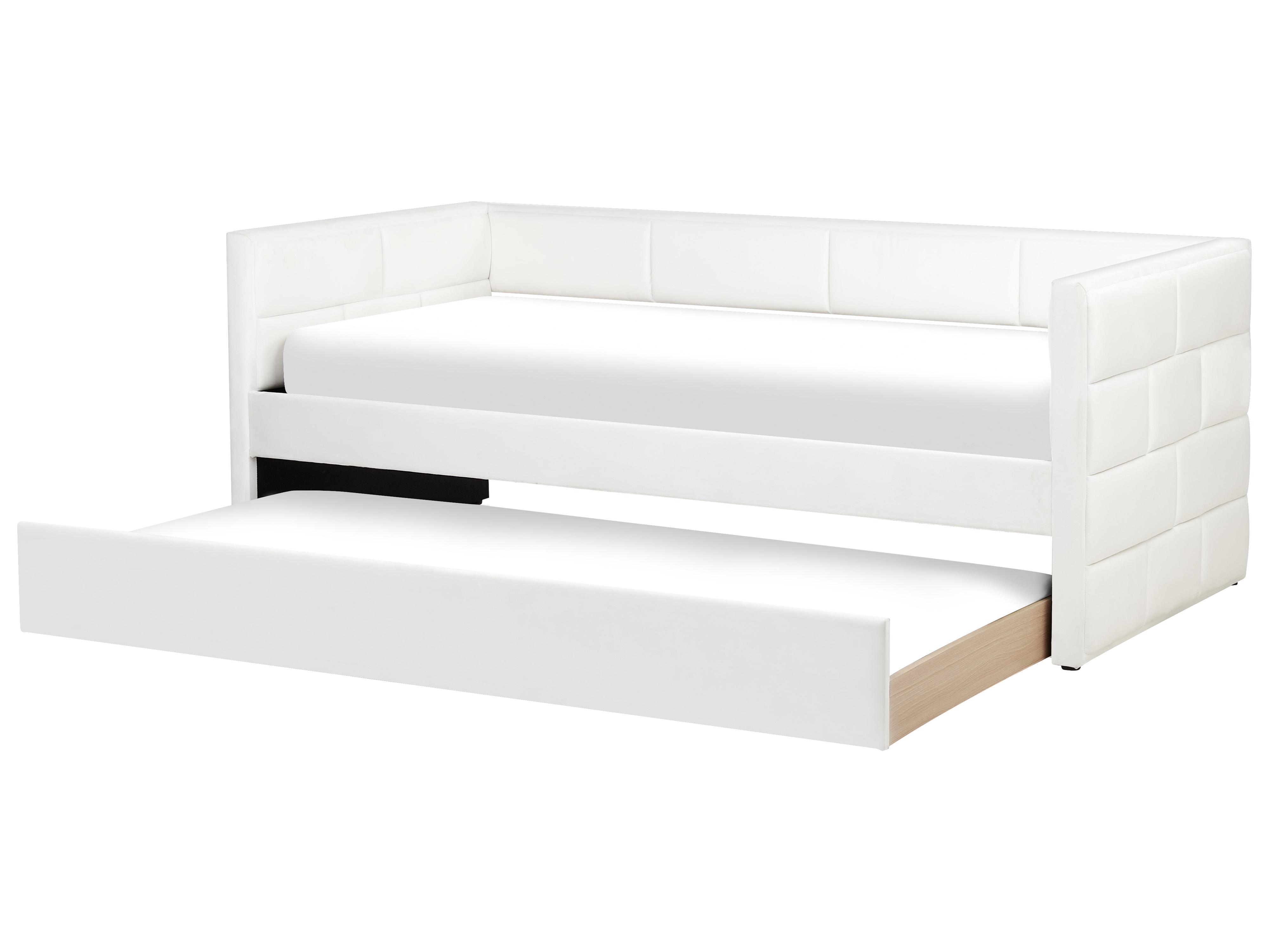 Onderschuifbed Fluweel CHAVONNE 90 x 200 cm Gebroken wit