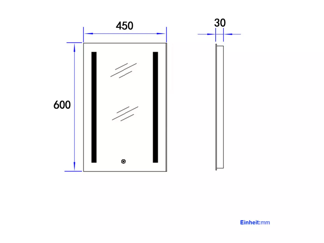 EMKE Miroir lumineux salle de bain 45x60cm, Miroir avec l'éclairage, Interrupteur Tactile, Anti-buée, Miroir LED avec Lumière Blanche Chaude