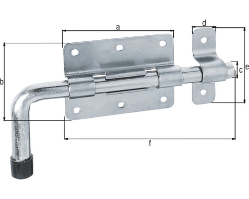 Robuuste grendel met aangehechte lus, 70 mm, gegalvaniseerd