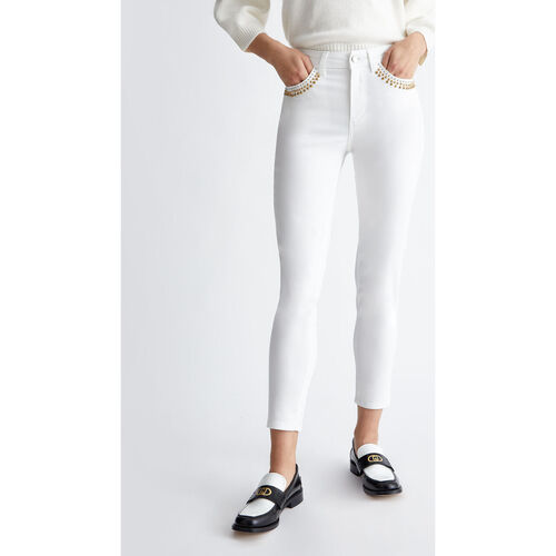 Liu Jo - Pantalón Bottom Up con strass Blanco