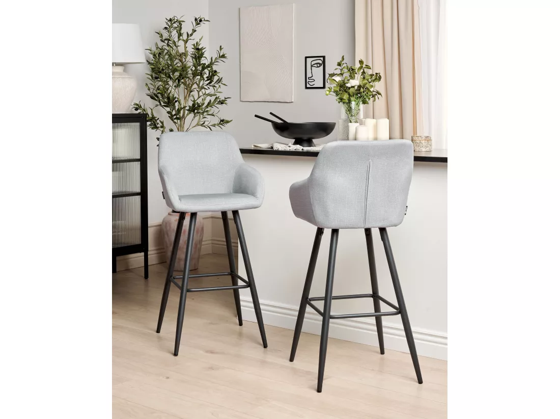 Lot de 2 chaises de bar CASMALIA Velours Gris clair