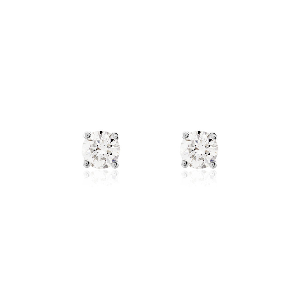 Boucles D'oreilles Puces Victoria Platine Blanc Diamant