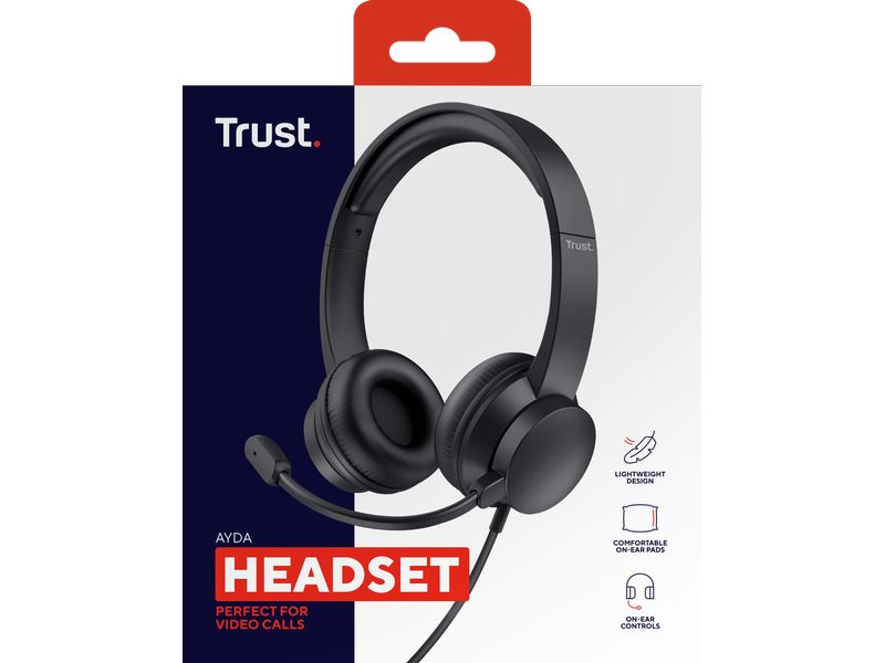 Trust Headset Ayda Leichter On-Ear-Kopfhörer mit verstellbarem Kopfbügel