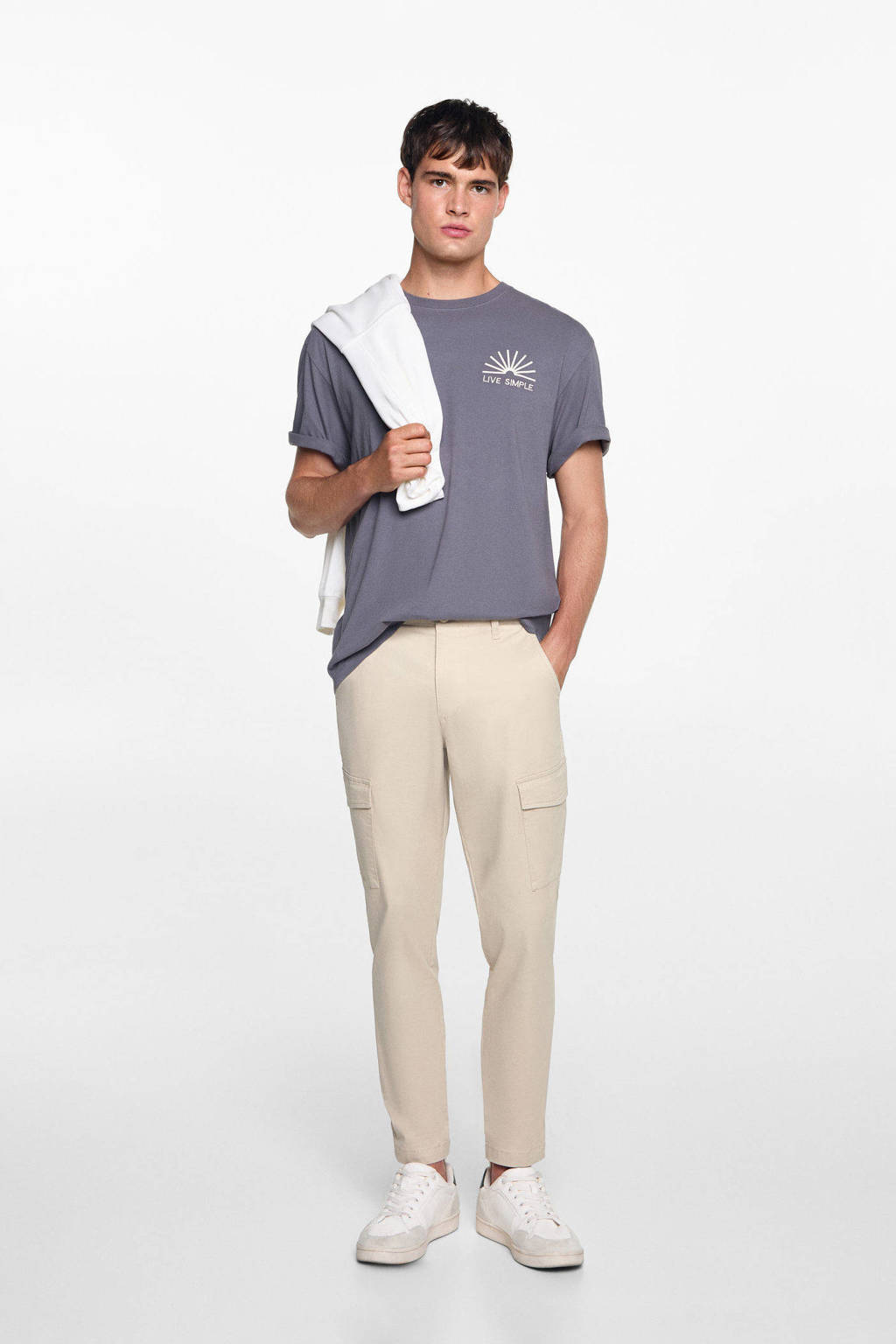 MANGO TEEN cargobroek lichtbeige