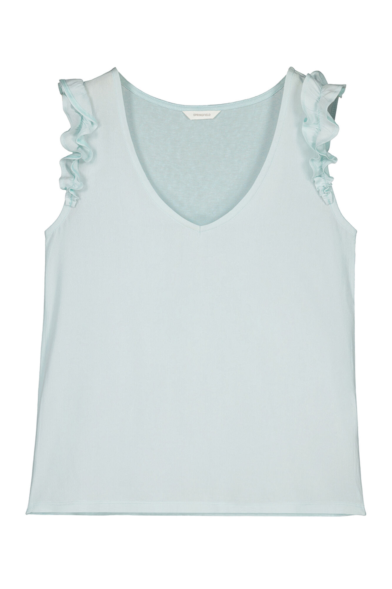Blusa bicolor com alças franzidas