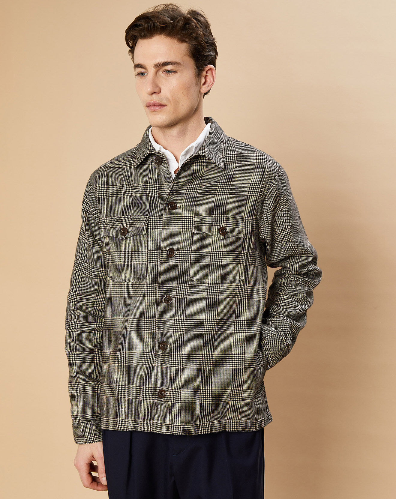 Hartford Veste en Lin & Coton Day marron/beige