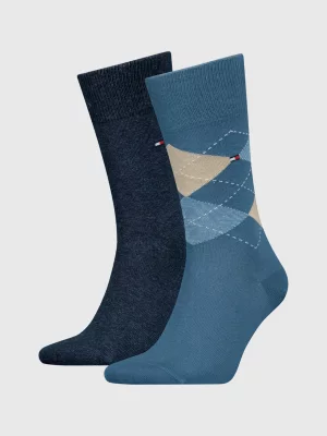 Pacote com 2 pares de meias clássicas com estampa de losangos.