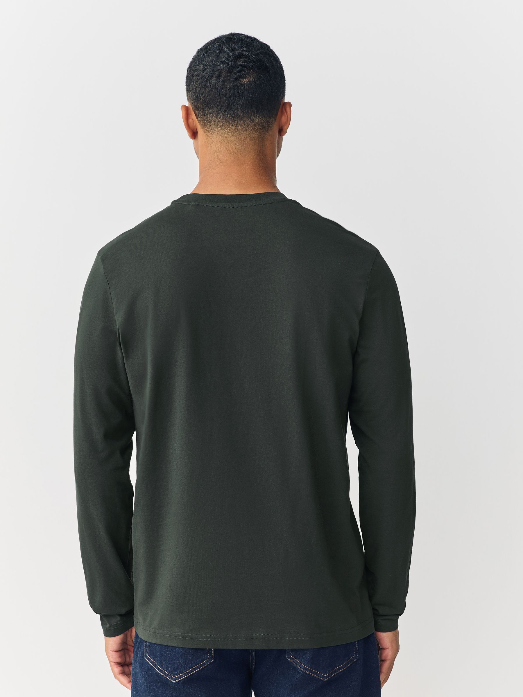 Groen - Normale Pasvorm - T-shirt met lange mouwen en ronde hals