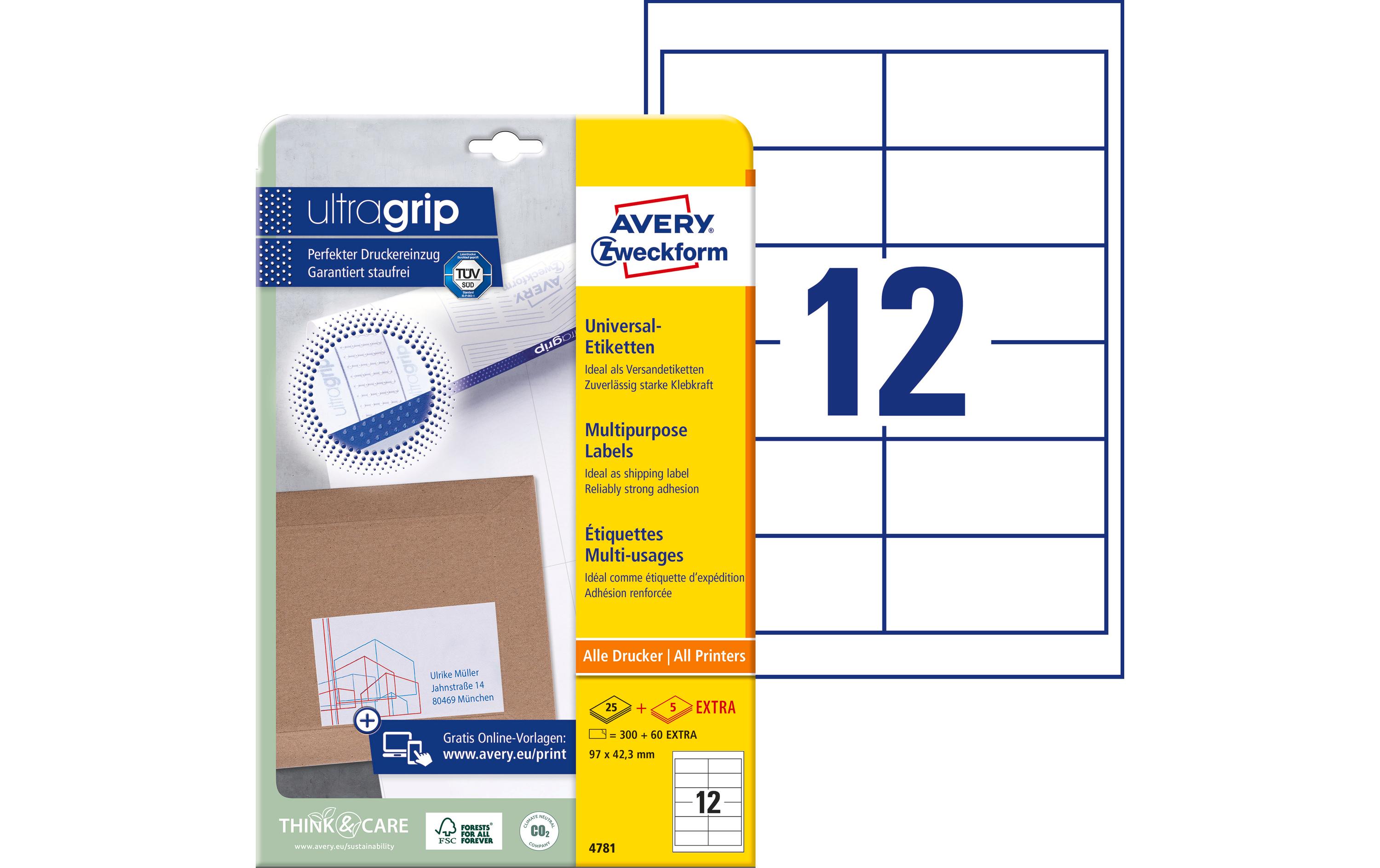 Universal-Etiketten 4781 97 x 42.3 mm, 25 BlattWeisse Aufkleber, permanent haftend