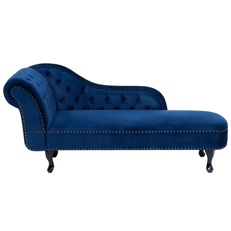 NIMES - Chaise longue - Blauw - Linkerzijde - Fluweel
