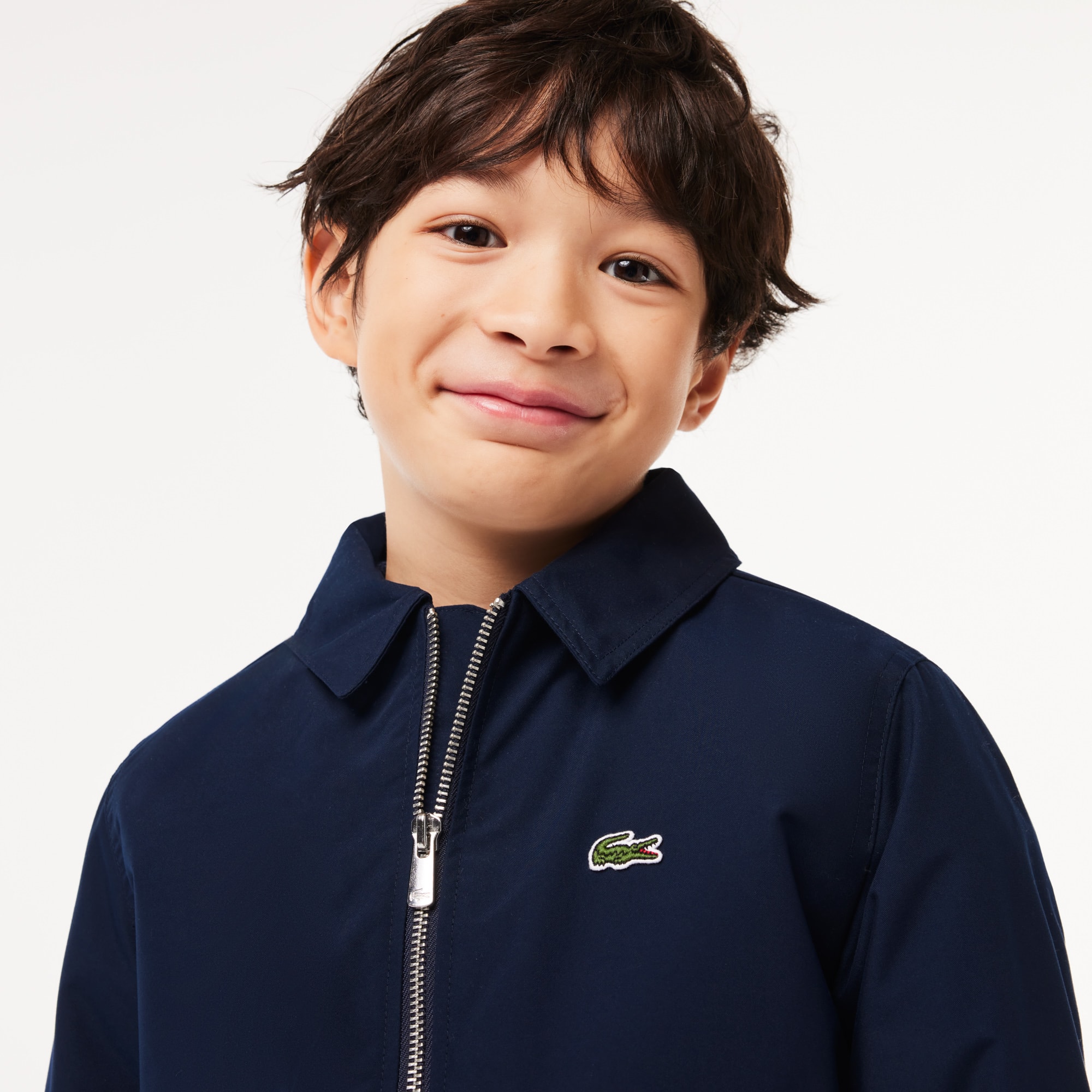 Veste zippée avec poches plaquées en taffetas Manteaux & Blousons - Bleu - Lacoste - Garçon