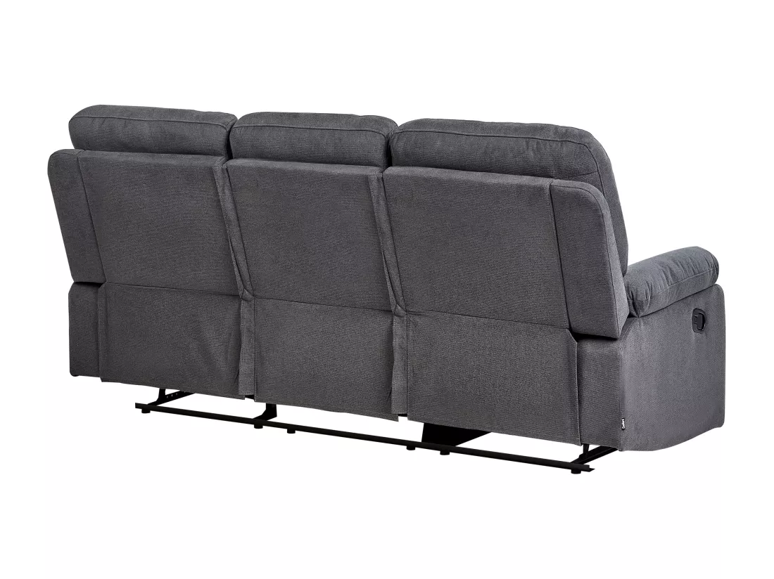Canapé 3 places inclinable manuellement en tissu gris foncé BERGEN II